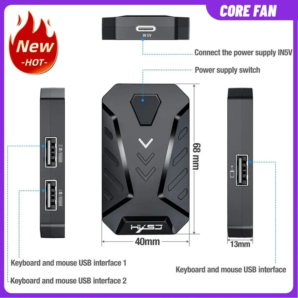 محول ماوس لوحة المفاتيح السلكية محول ماوس ألعاب الهاتف المحمول محول ألعاب سلكي USB لنظام PUBG Android