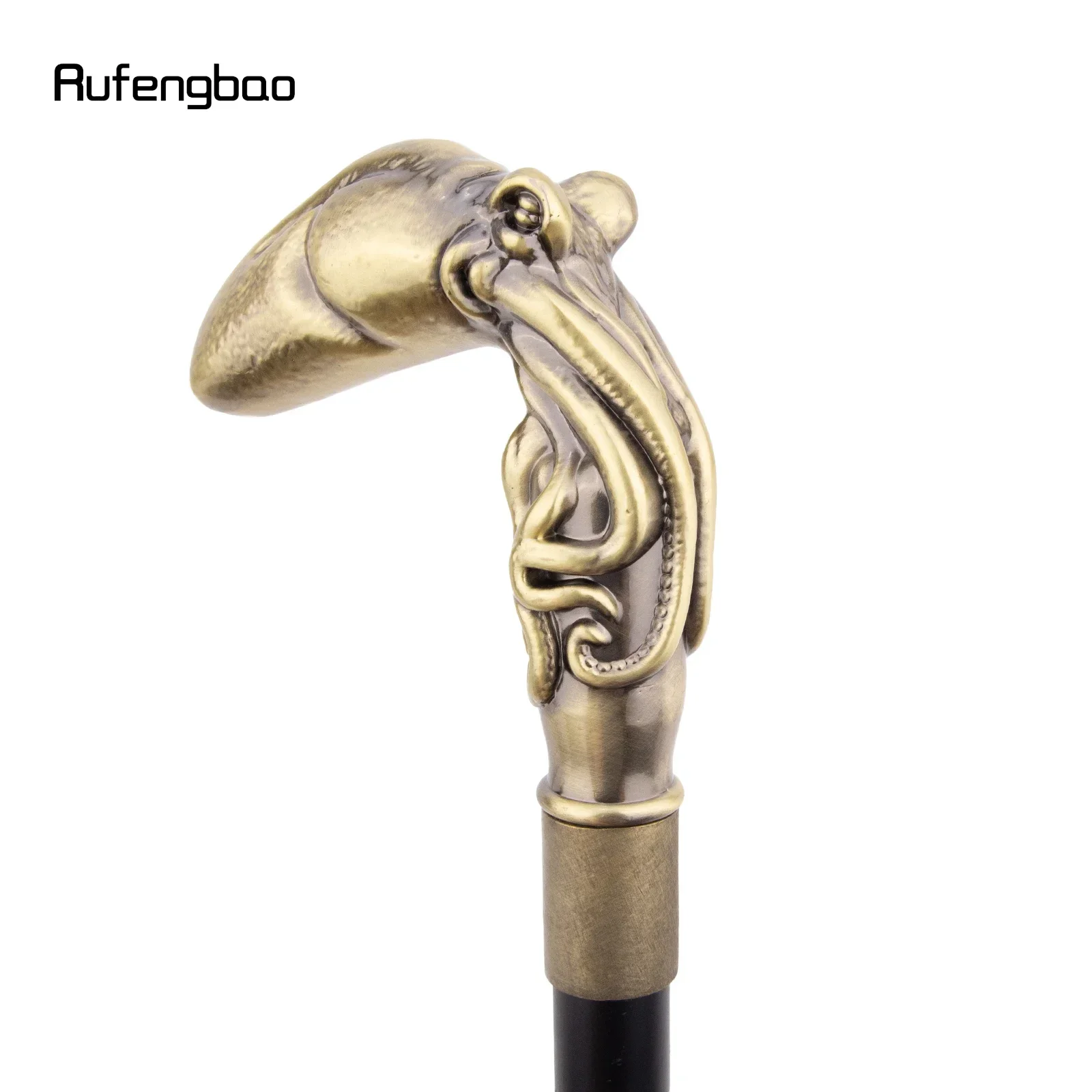 Yellow Squid Fish Biting Walking Cane Fashion Decorative Stick Gentleman Cosplay Cane Knob Crosier 93cm  Performance Stage Cane