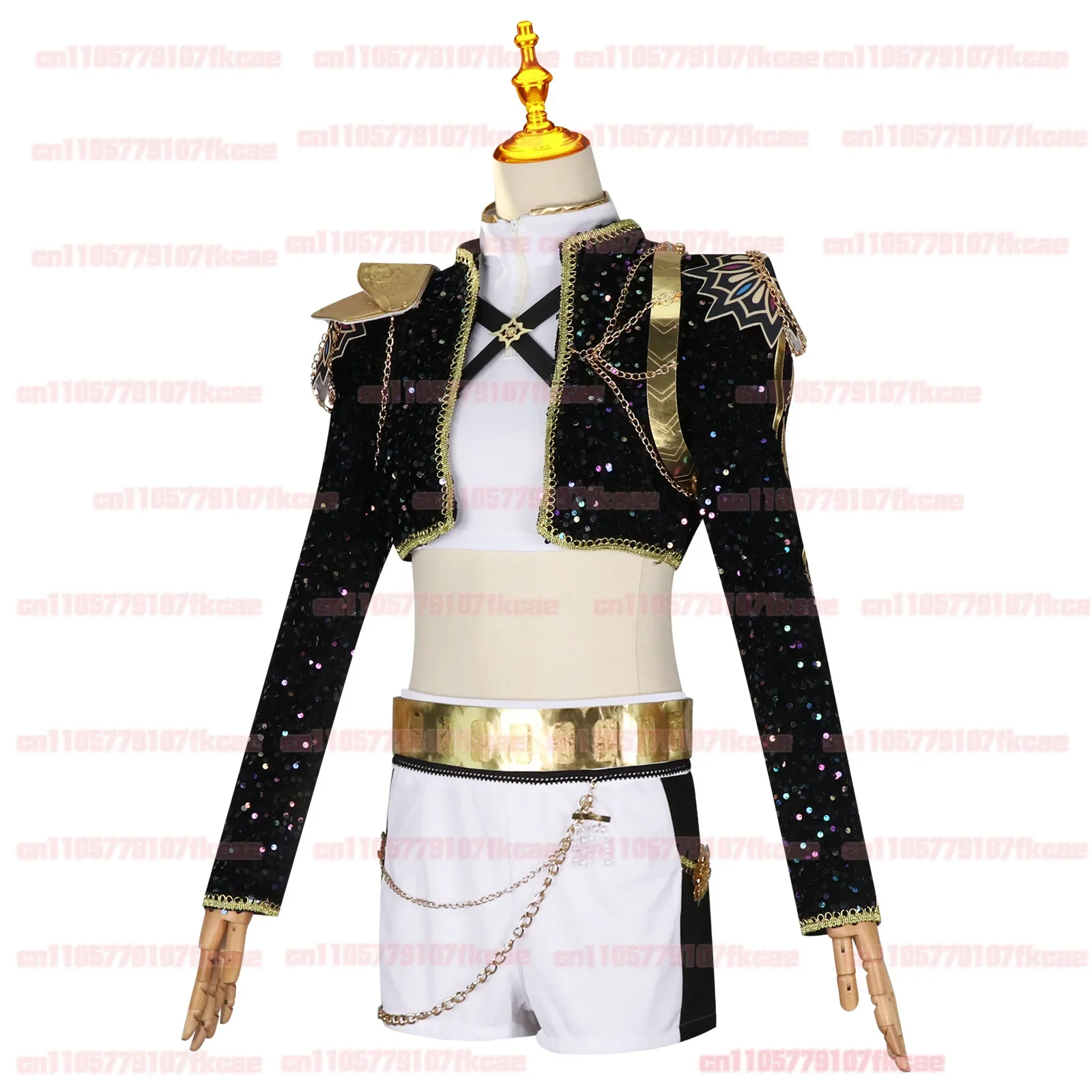 ชุดคอสเพลย์ Rumi KPop Demon Hunters สำหรับฮาโลวีน - ชุดเสื้อกั๊กสีดำ กางเกงขาสั้น สำหรับการแสดงบนเวทีของสาวอนิเมะ ปรับแต่งได้