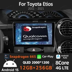 Android 15 Car Radio For Toyota Etios 2011 - 2021 Qualcomm GPS NAVI 4G LTE 5G WIFI BT Multimedia Stereo Video Player QLED 2DIN