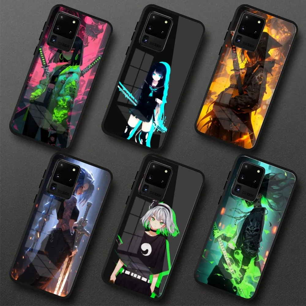 Weapon Sword Girl Mobile Cell Phone Case for Samung S23 S22 S21 Pro Ultra A13 A33 A53 NOTE 20 PC Glass Phone Cover Funda