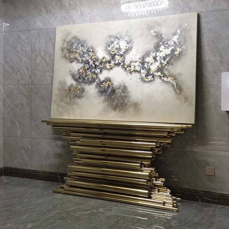 

Креативный легкий роскошный входной столик из нержавеющей стали, бытовой проход у стены, украшение входной стола, чехол для стола D96