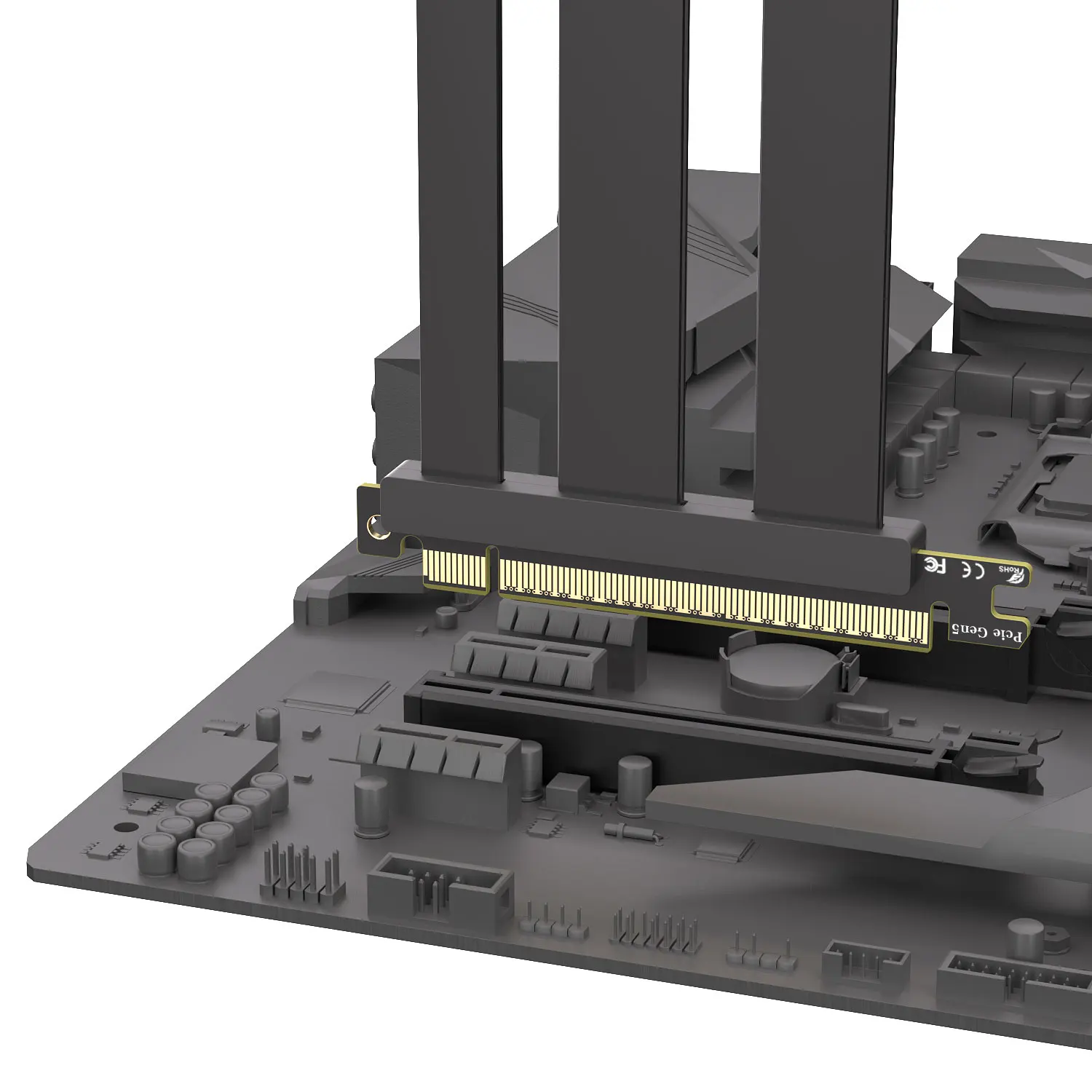 TEUCER PCI-E5.0/4.0/3.0 x16 Cable elevador Extensión de tarjeta de vídeo blindado Flexible 90 °   Cable de extensión GPU de montaje negro/blanco