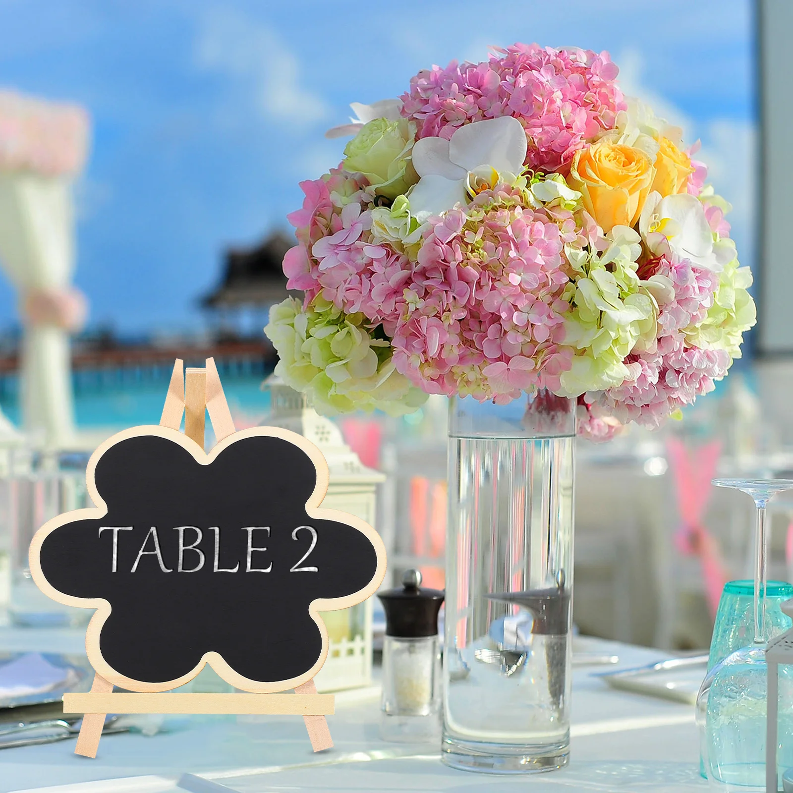 1Pcs Mini Chalkboard Sign with Stand Wood Desktop Blackboard Standing Display Board for Home Office Decor Writing Notice Message