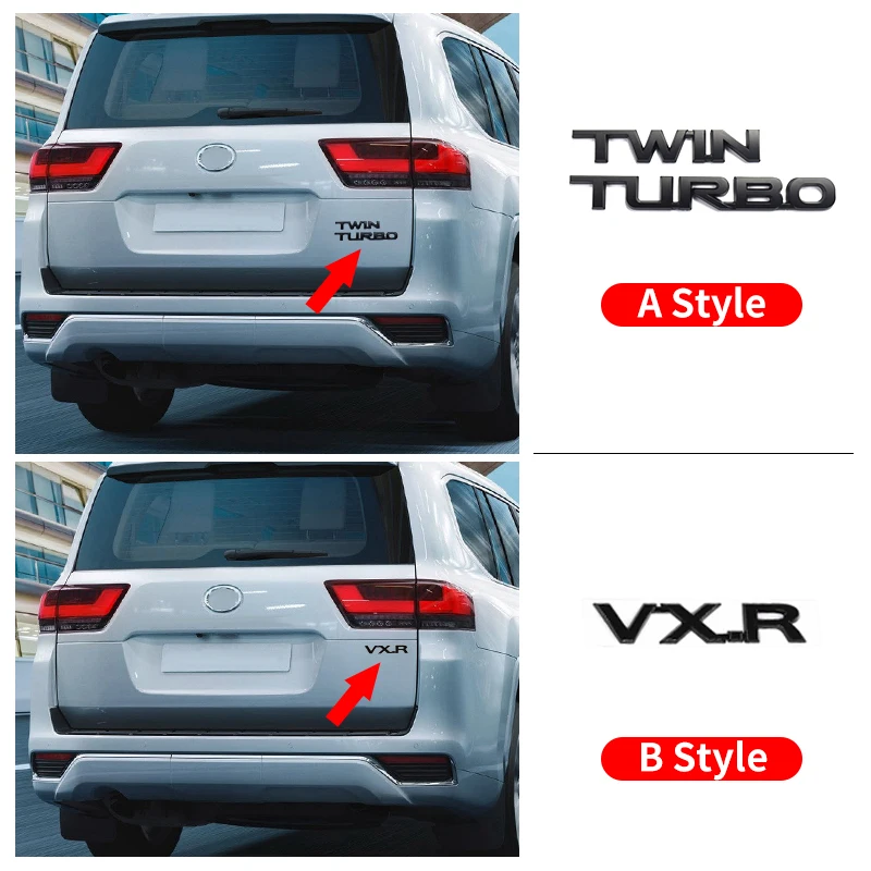 Para 2022 toyota land cruiser 300 exterior acessórios de decoração do carro lc300 twin turbo vxr carta adesivo bagageira emblema tuning