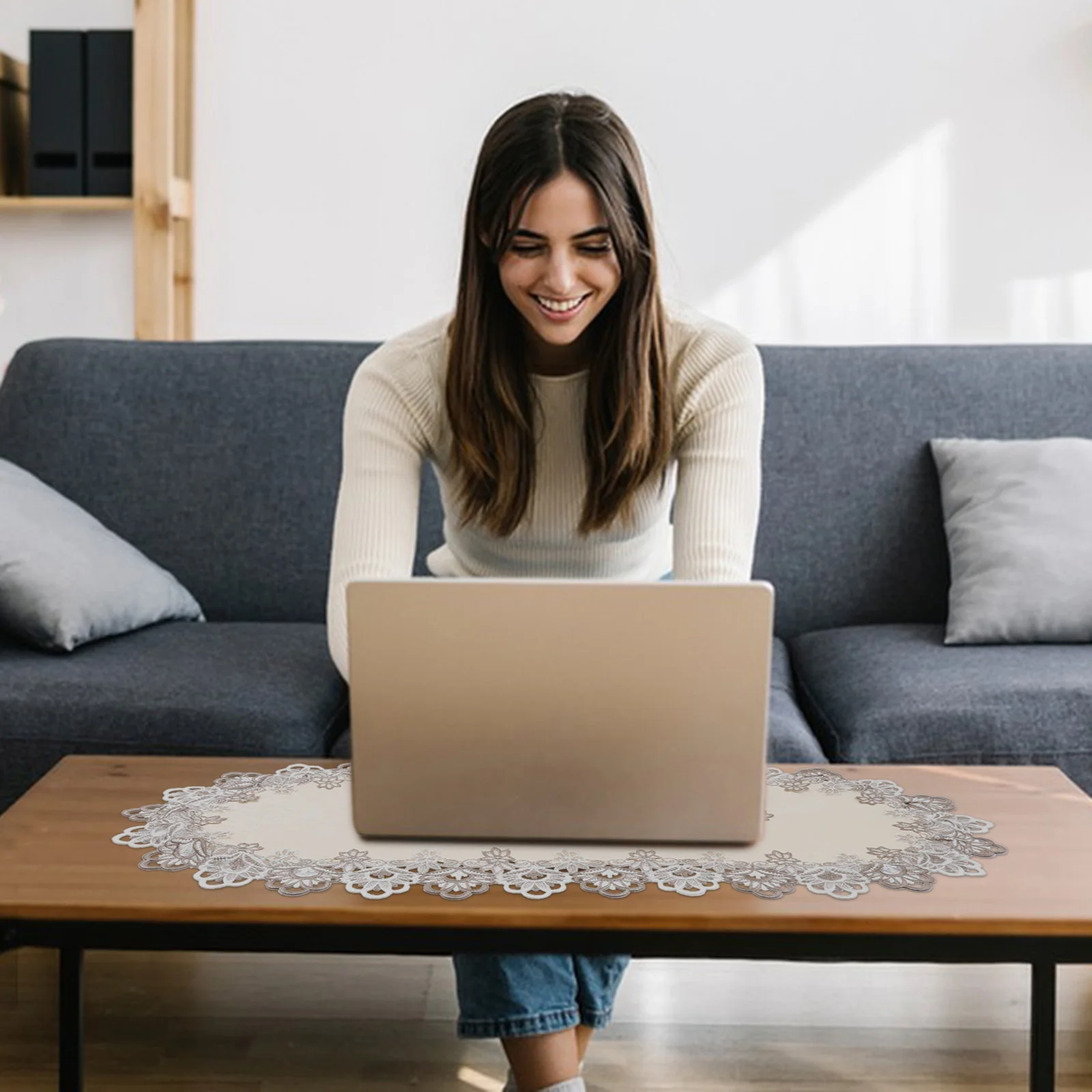 

Water-Soluble Lace Runner Oval Table Cover For Dining Room Coffee Table Wedding Party Decoration Home Decor