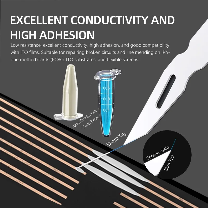 

MAANT M100 Набор проводящей нано-серебряной пасты для ремонта экрана телефона, высокая проводимость, сильная адгезия