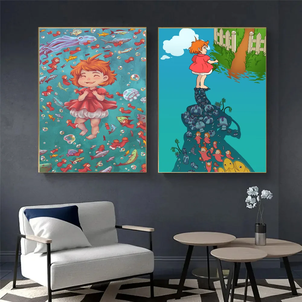 Ponyo On The Cliff Good Quality Prints And Posters Vintage Room Bar Cafe Decor Home Decor