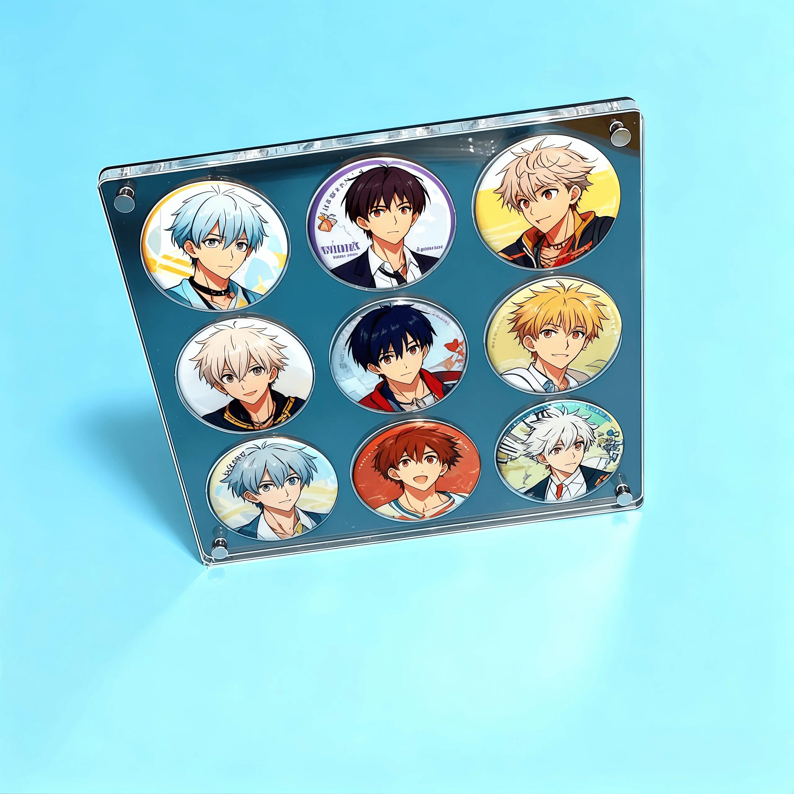 

9-элементная черная акриловая подставка для бейджей для 58 мм аниме-булавки, прозрачный витрина, толстый и пыленепроницаемый для коллекции аниме