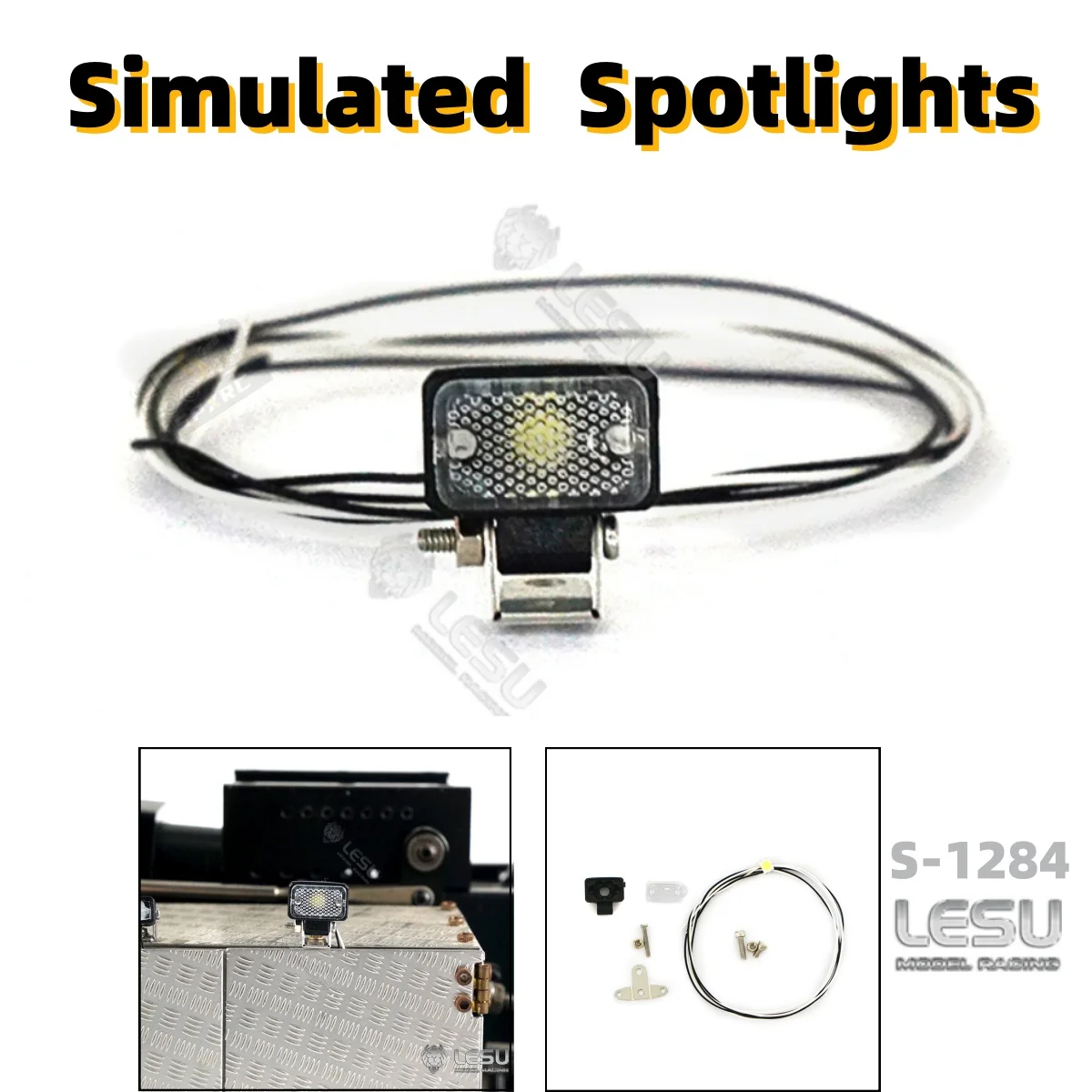 LED Spotlight S-1284 Simulation ABS For 1/14 Tamiya RC Scania 770S MAN Benz Volvo Romote Control Trailer Light Lamp