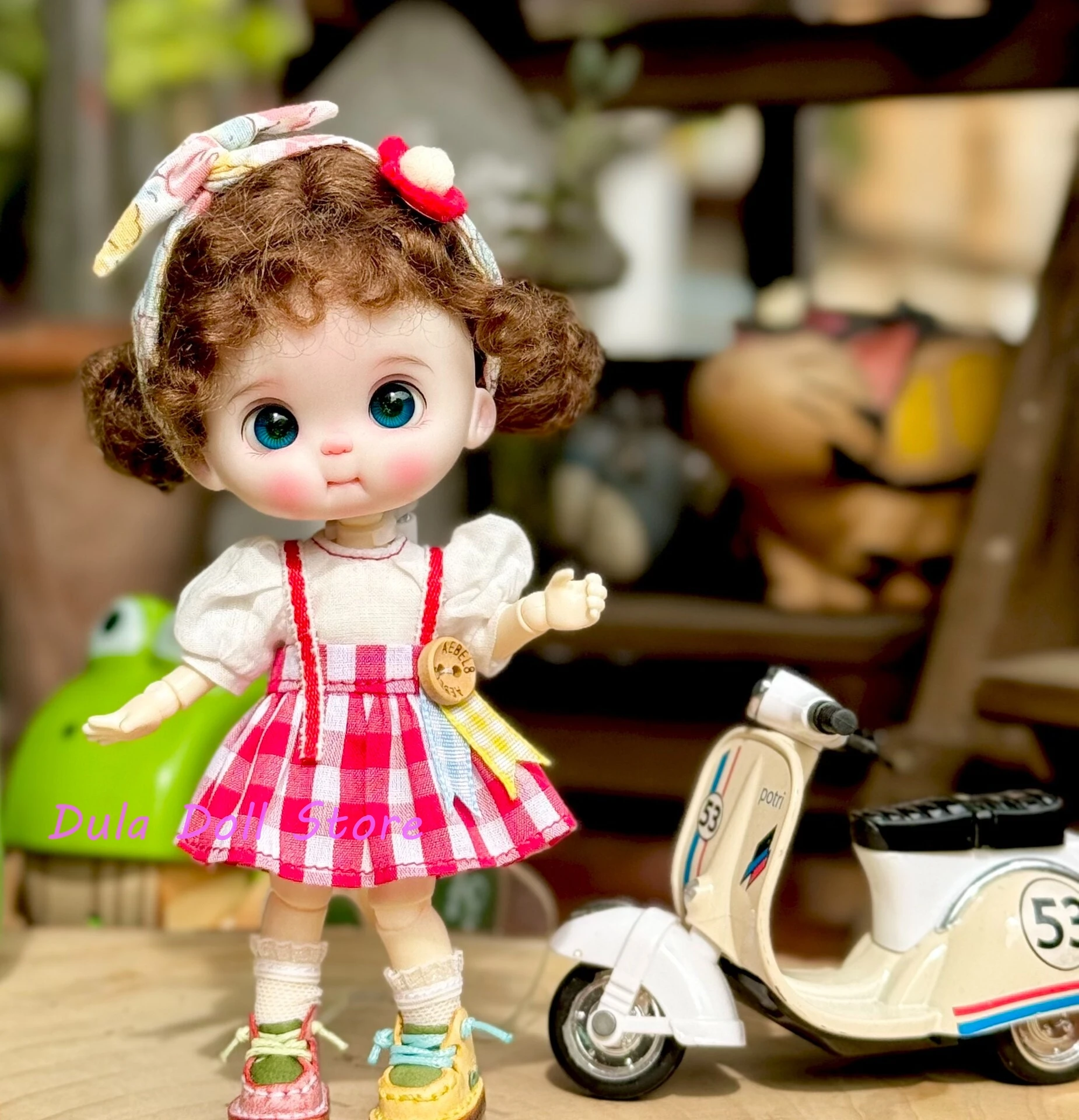 

S Dula Doll Clothes pink grid set for ob11 GSC doll