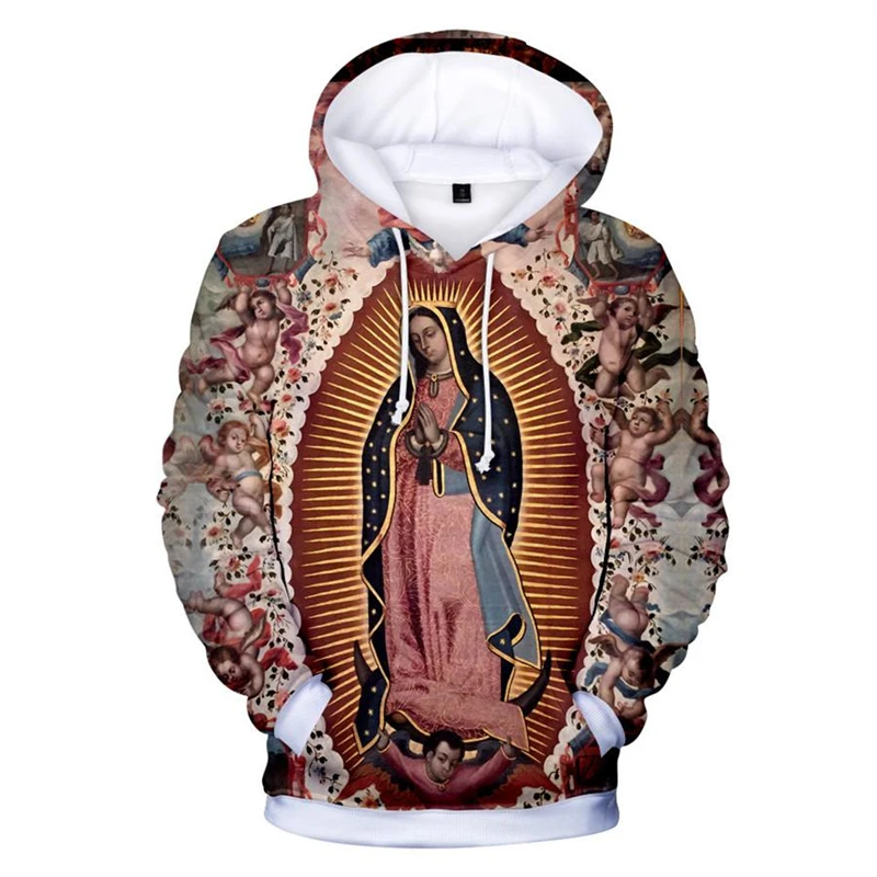 Fashion Virgin Mary Pattern Hoodies Trend Autumn Long Sleeve Men Women 3D Printed Believer Sweatshirt Casual Streetwear Pullover