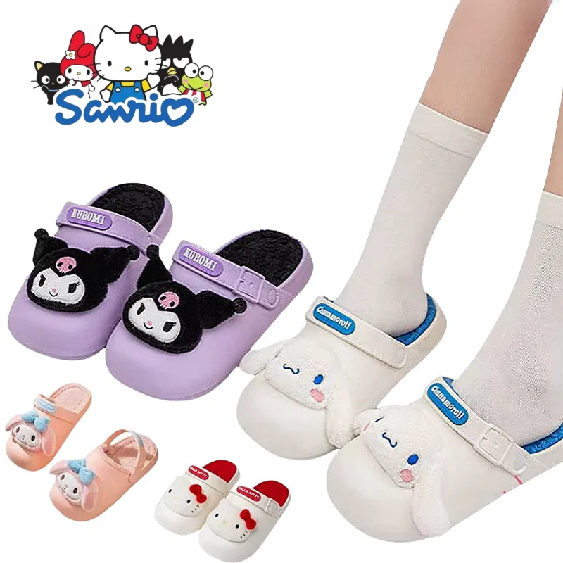 Sanrio Kuromi Cotton Set of Hole Shoes Cute Cartoon Cinnamoroll Home Bedroom Shoes Anime Is Comfortable and Casual Gifts Girls