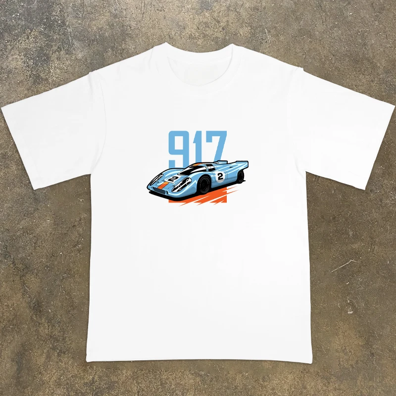 

2025 917 Racing Porsche Cotton Printed Short Sleeve Men's and Women's High-quality Luxury Edition Comfortable and Breathable