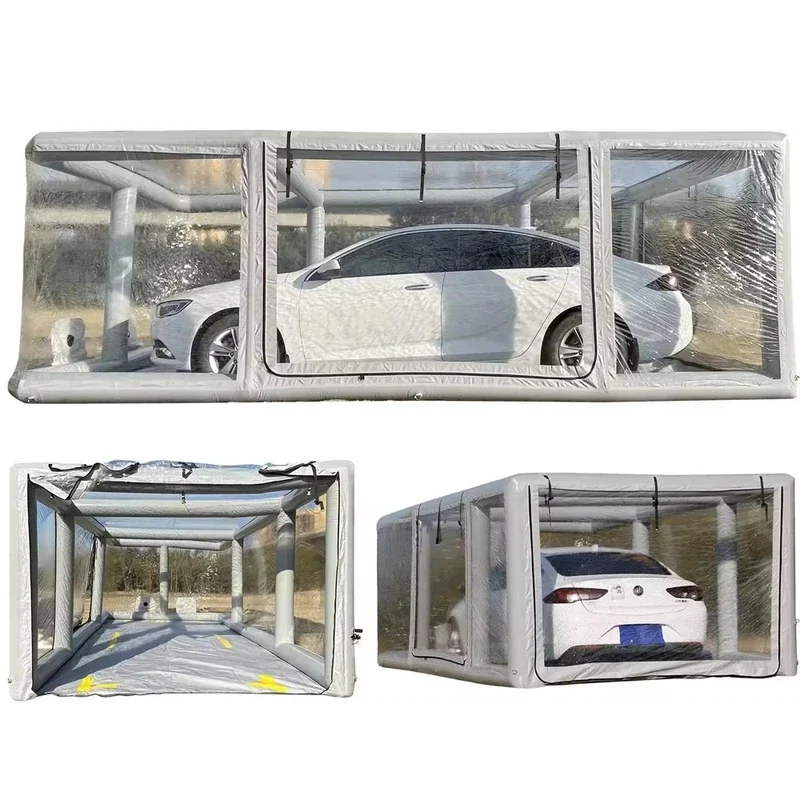 รถ Pvc Airtight Inflatable สเปรย์บูธภาพวาดโรงรถแบบพกพาเต็นท์ไดรฟ์ Carport Cabin พร้อมปั๊มสําหรับบํารุงรักษา