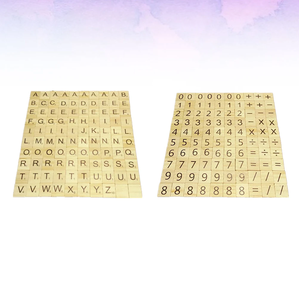 

200pcs Wood Chips Early Education Puzzle Toy Smooth Clean Kids Game Blocks Alphabet Numbers Safe Eco Friendly