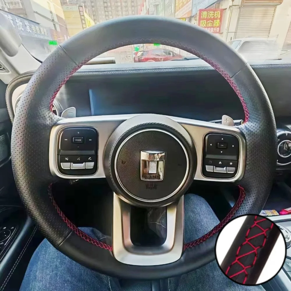 

Braid Car Steering Wheel Cover Wrap Hand Sewing Anti Slip And Comfortable Microfiber Leather DIY For GWM tank 300 tank 500