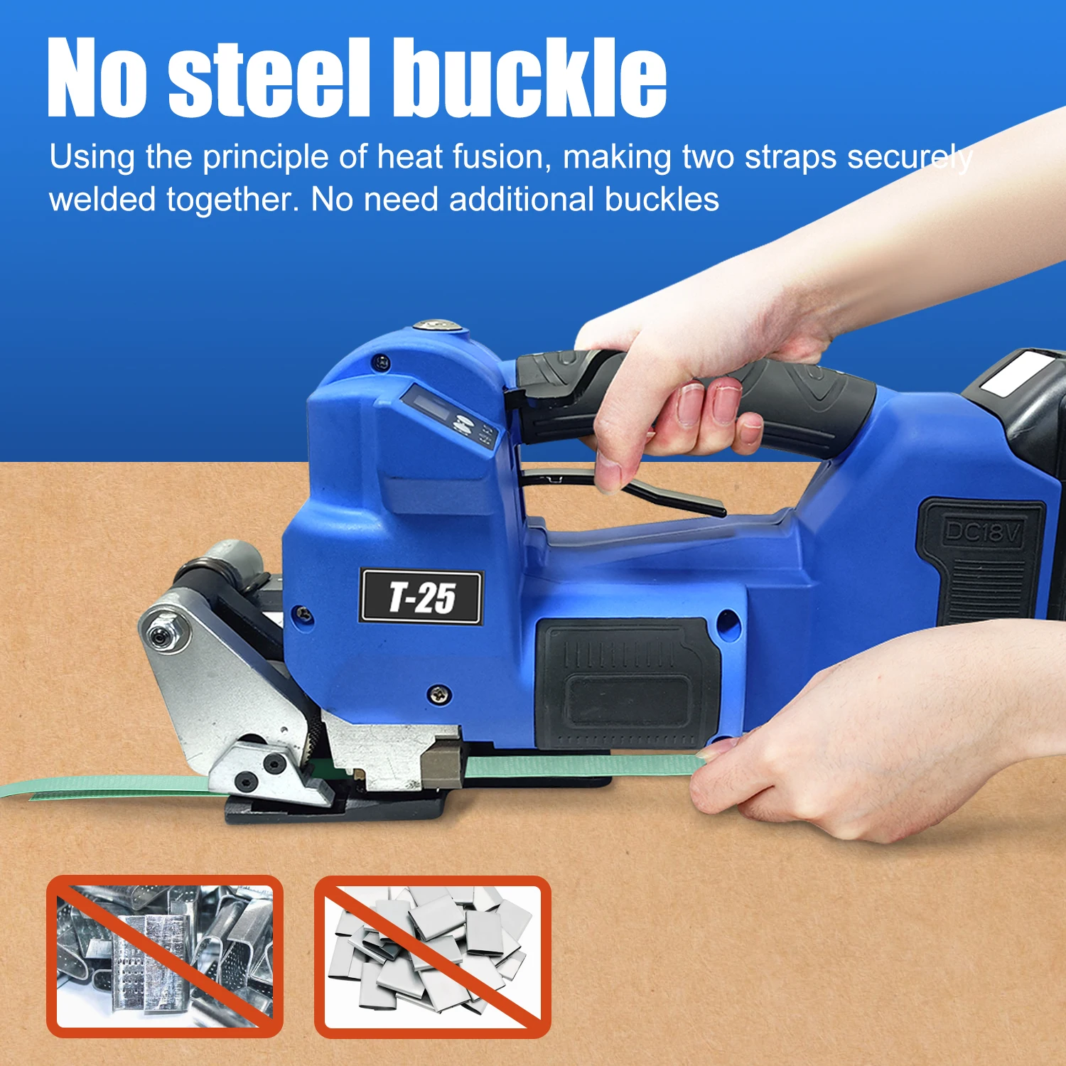 Portable Semi Automatic Plastic Pet Belt Paper Box Handheld Battery Strapping Machine PP Band Strap Tool for Carton