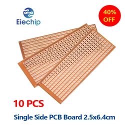 10pcs Single Side PCB Board 2.5x6.4cm Universal Experiment Matrix Circuit Board Single Row Continuous Hole 25x64mm Protoboard