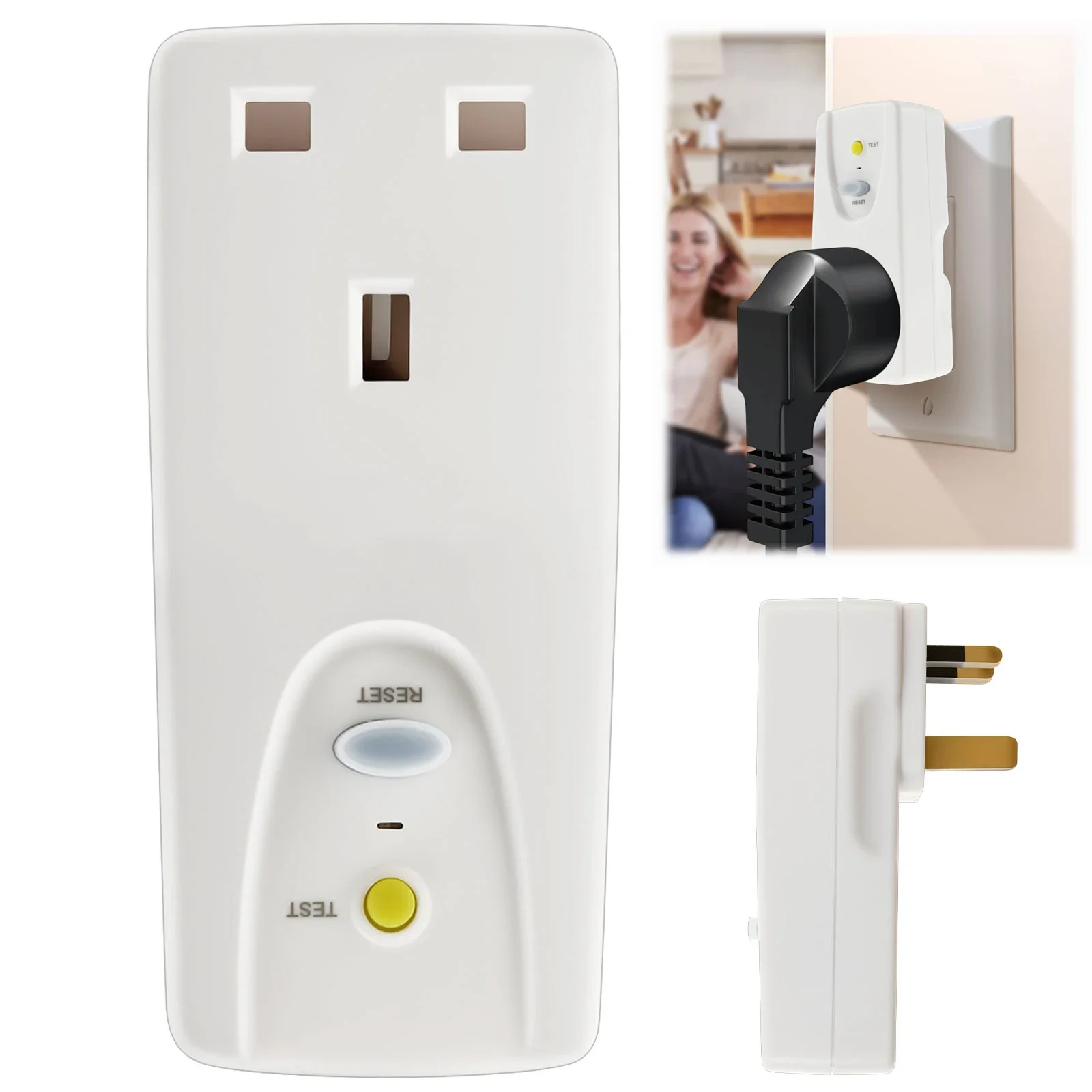 RCD Plug Safety RCD Adaptor UK Leakage Protection Portable Home Circuit Breaker 13A for Household Appliances and Power Tools