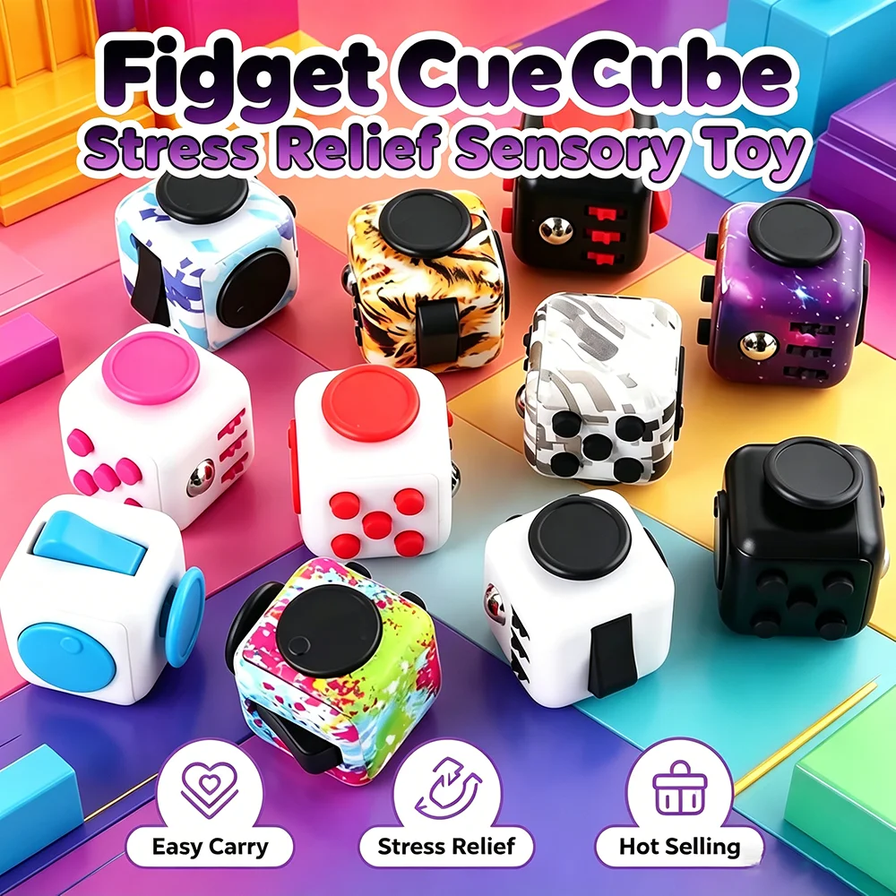 Fidget Cube Stressabbau Multifunktions-Fidget-Würfel Anti-Angst-Sensorikspielzeug für Erwachsene Kinder ADHS Autismus Tragbarer Fidget-Block
