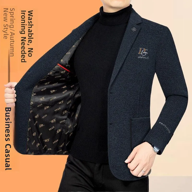

Шерстяной мужской пиджак: повседневный стиль для мужчин среднего возраста, модный высококачественный пиджак для отдыха, осенне-зимняя новинка