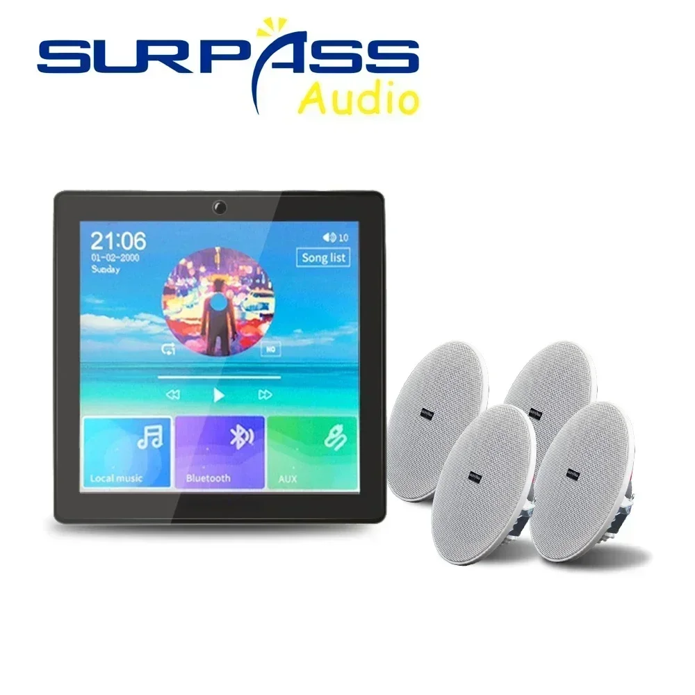 Bluetooth Wandversterker Smart Home Audio Mini Touchscreen 4*20W Stereogeluid Muziek PA-systeem Luidspreker Plafondluidspreker pak