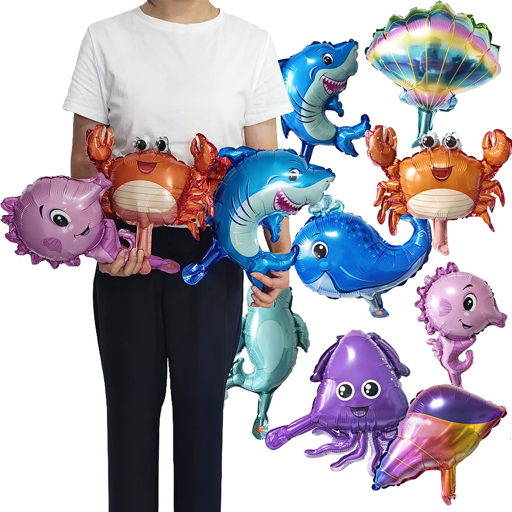 10/30/50pcs Mini Ocean Animal Balloons Birthday Party Small Size Shark lobster Octopus Fish Marine Balloon Sea Theme Party Decor
