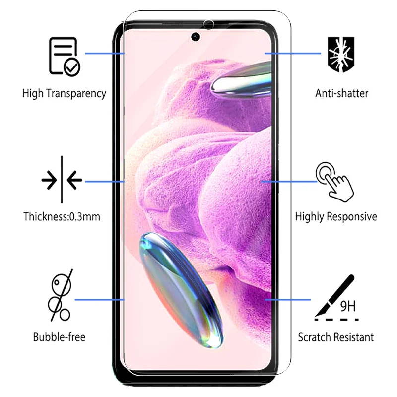 6in1 Tempered Glass For Xiaomi Redmi Note 12S Clear Screen Protector Redmy Note12 Note 12 S Note12S Camera Lens Protective Film