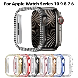 Apple Watch Ultra 2/1用ダイヤモンドバンパーケース,iwatchシリーズ10、9、8、7、49mm、46mm、42mm、45mm、41mm用クリスタルバンパープロテクター