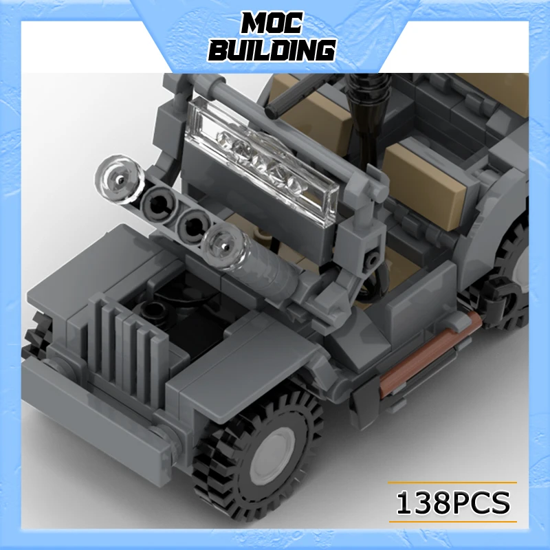 MOC Military Series Jeep Model Building Blocks 1:35 Scale Light Truck DIY Assemble Bricks Creative Car Toys Collection Gifts