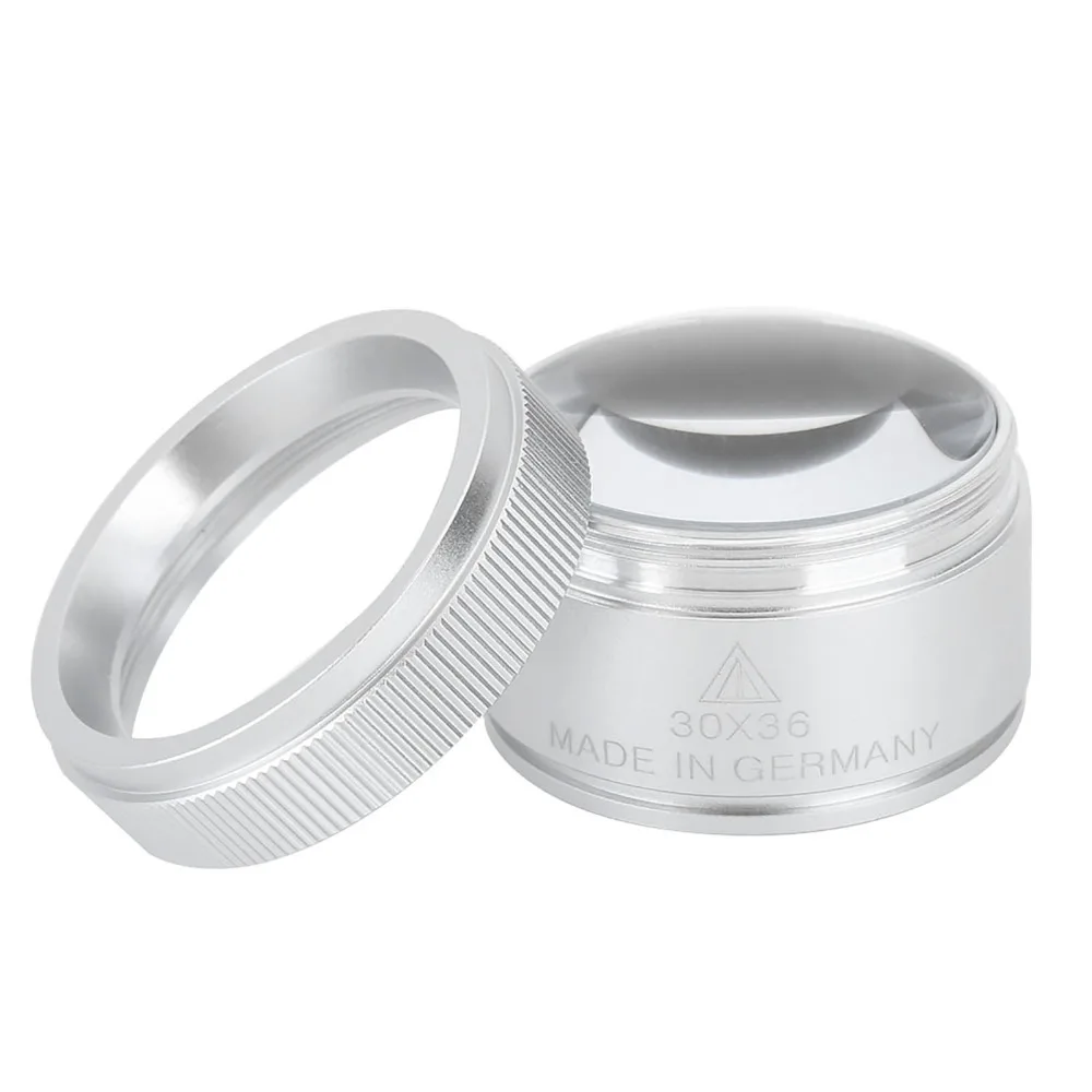 

Silver Finish 30X Magnifying Glass Alloy Optics 30X Magnification Jewelry Magnifier Jewelers Loupe Stamps Inspection