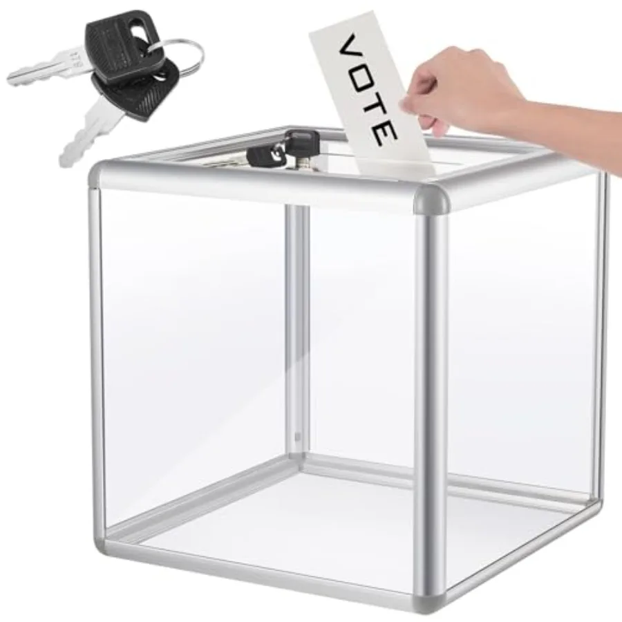 

Акриловый ящик для жертвований и розыгрышей с отверстием и замком, большой прозрачный контейнер для голосований, предложений, билетов, для сбора средств, розыгрышей и хранения