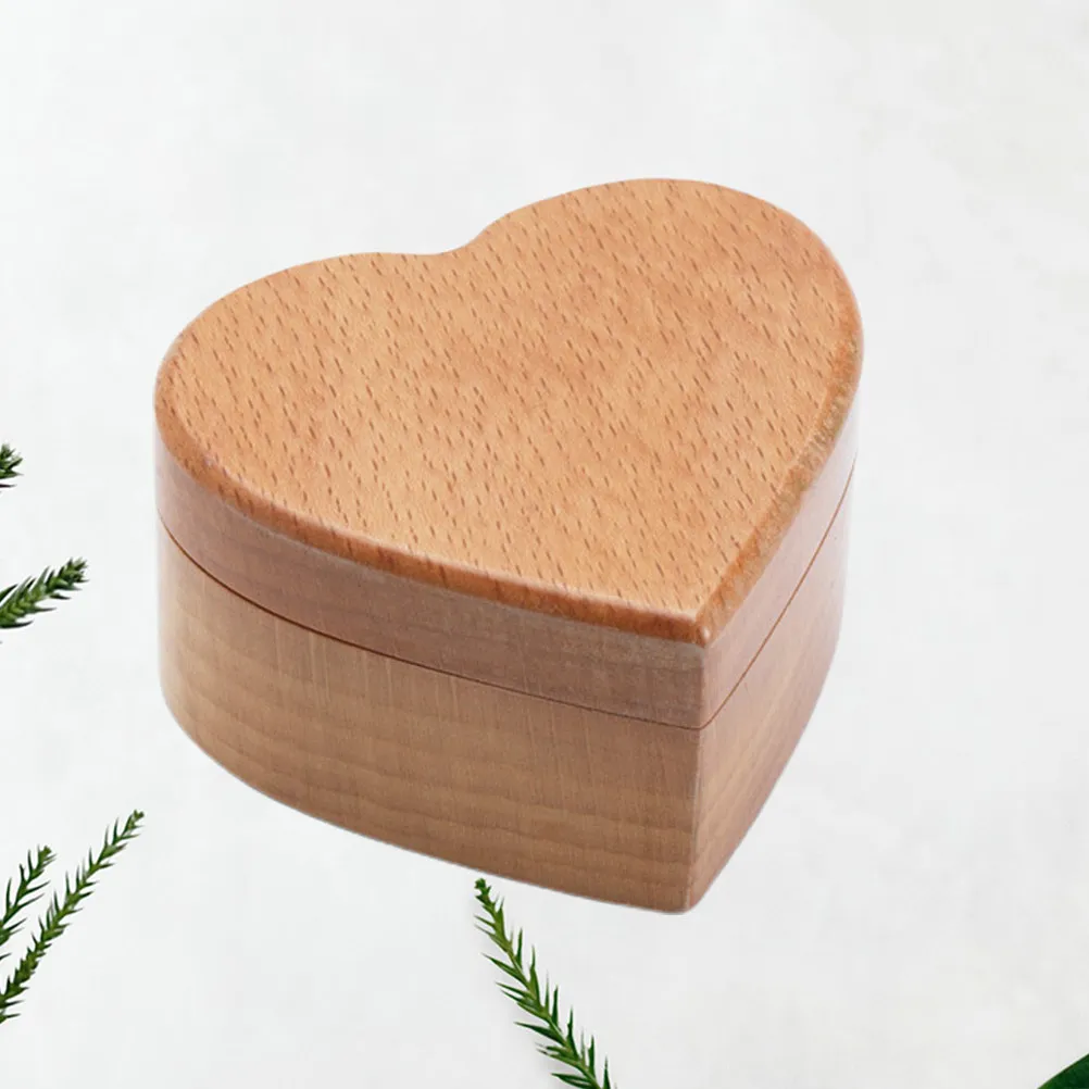 

Шкатулка для колец в форме сердца, винтажная, из букового дерева, для хранения ювелирных изделий, держатель для обручальных колец, подарок на День святого Валентина, для путешествий