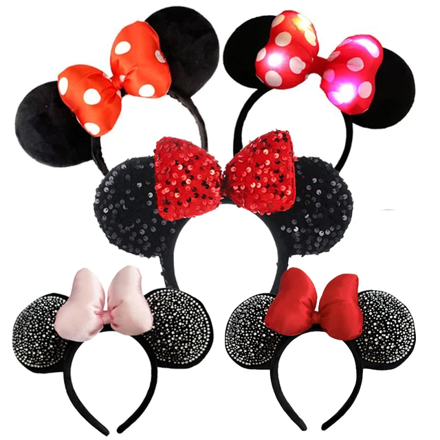 Disney opaska do włosów z kokardą Minnie Mickey Mouse Polka Dot Bow DY czarna opaska na uszy świąteczne akcesoria do włosów