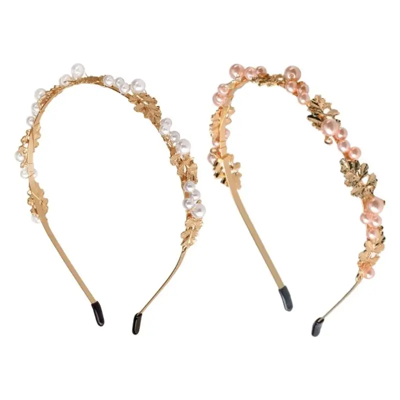

31BB Baroque Metal Headpiece Motifs Pearls Hair Clip For Special Occasion