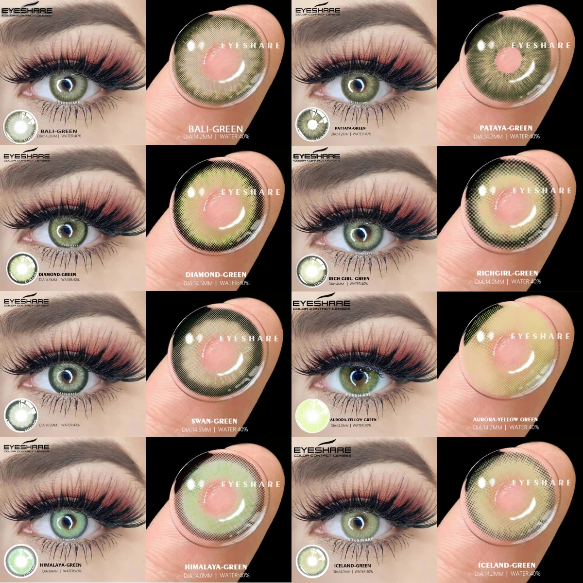 

EYESHARE Color Contact Lenses for Eyes 2pcs Cosmetic Color Lenses Green Colored Contact Lenses Beauty Cosmetic Color Lens Eyes