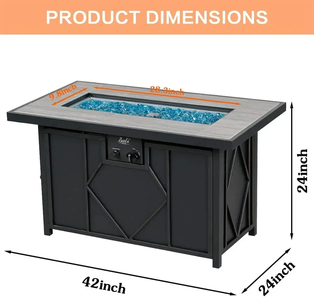 

Gas FireTable 42" Ceramic Tabletop Propane Firepit 60,000 BTU , Good for Outside Patio Backyard Deck Balcony Share time