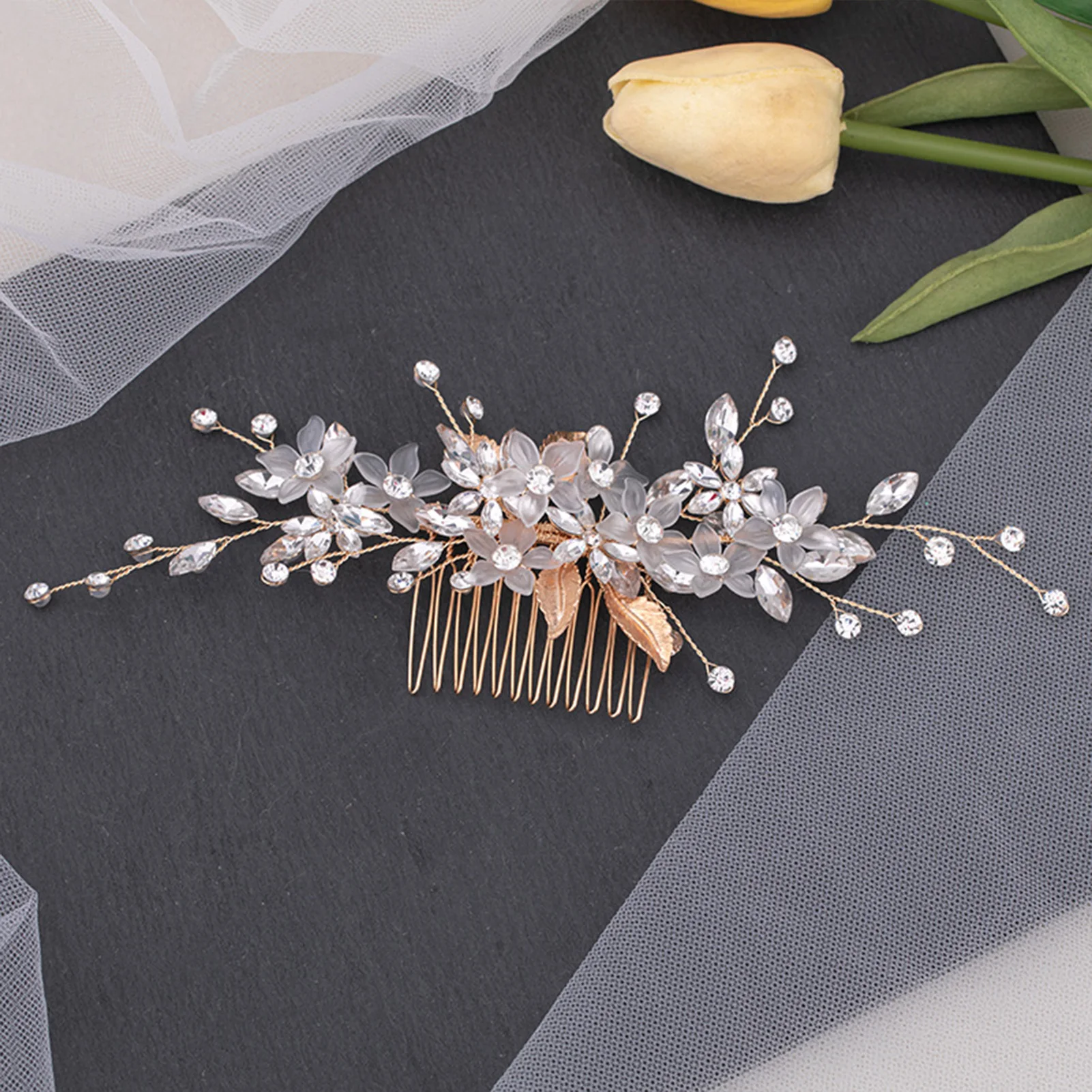 Crystal Bride Wedding Hair Comb Bridesmaid Side Combs Hair Accessories for Photography Halloween Role-Playing