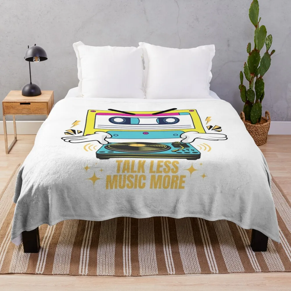 

Talk less music more Throw Blanket funny gift Cute Blankets