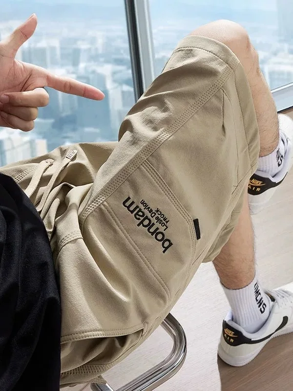 

Men's Workwear ort Pants Summer New Arrival Large Size Casual Sports Thin Qui Dry Ice Silk Five-Quarter Pants Loose Fit S...