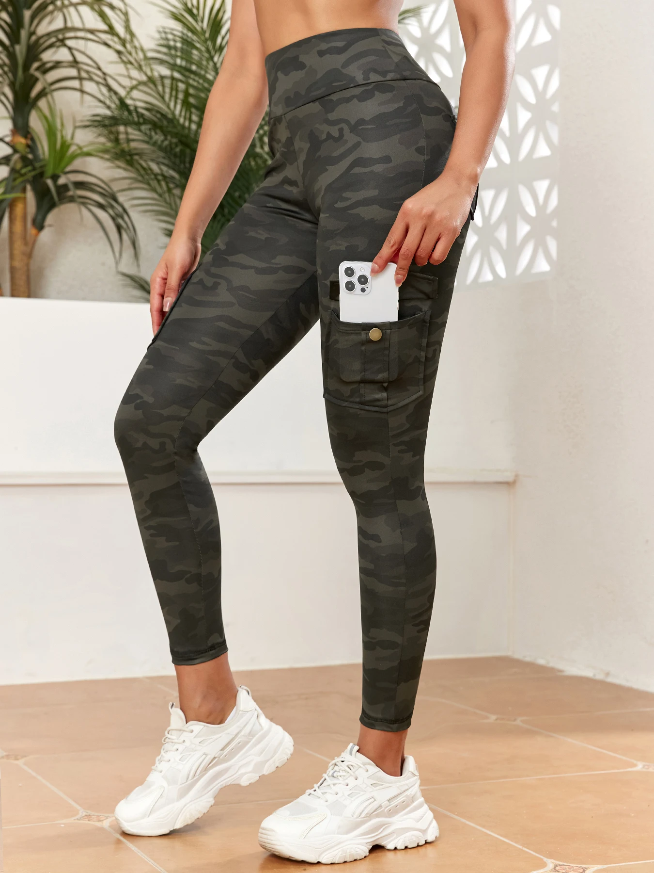 NORMOV 2024 Camouflage Women\'s Leggings Slim Stretch Pants Army Green Leggings Fitness Gym Sport Pants Camo Printed Leggings