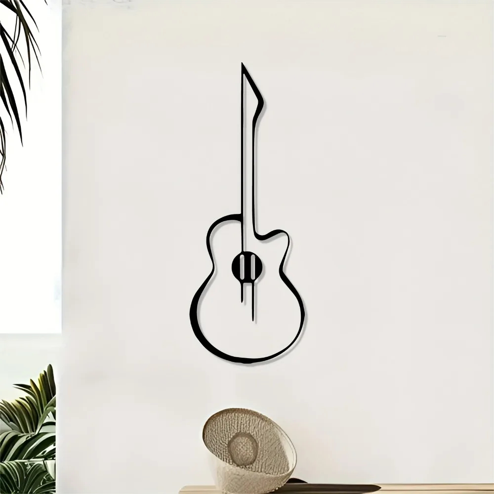 CIFBUY Metal Wall Art Guitar Minimalist Iron Sculpture Indoor Outdoor Music Decor Rustic Home Gift