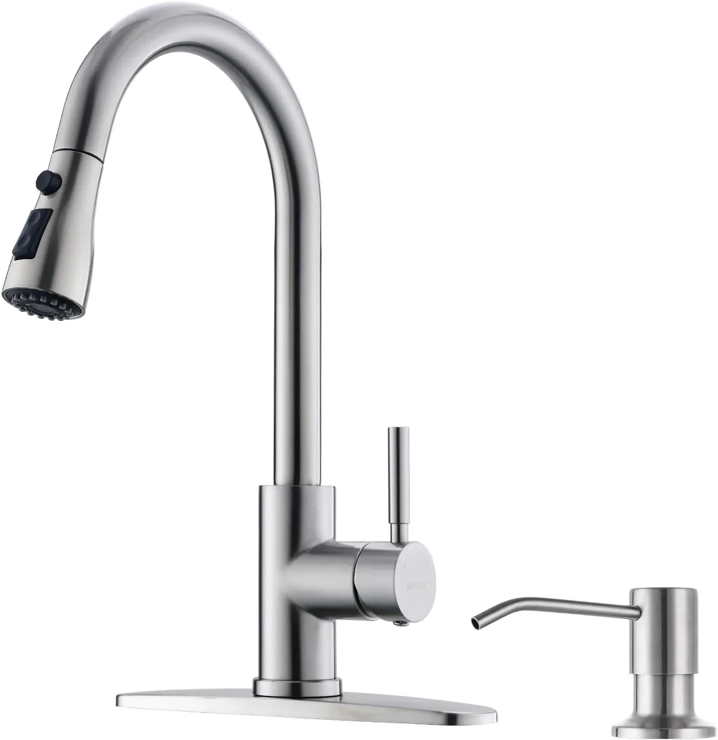 

Stainless Steel Kitchen Sink Faucet with Pull-Down Sprayer, Soap Dispenser, 3 Modes for Efficient Cleaning