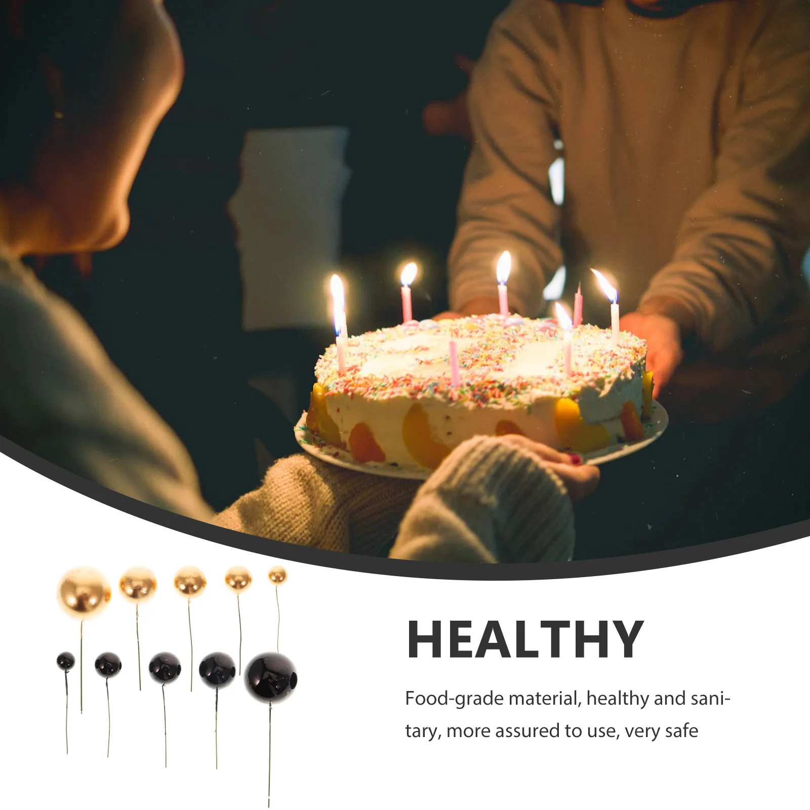 

60 Pcs Cake Foam Balls Decorative Pearl Wedding Party Birthday Gathering Cupcake Toppers Food Grade Safe Lightweight Practical