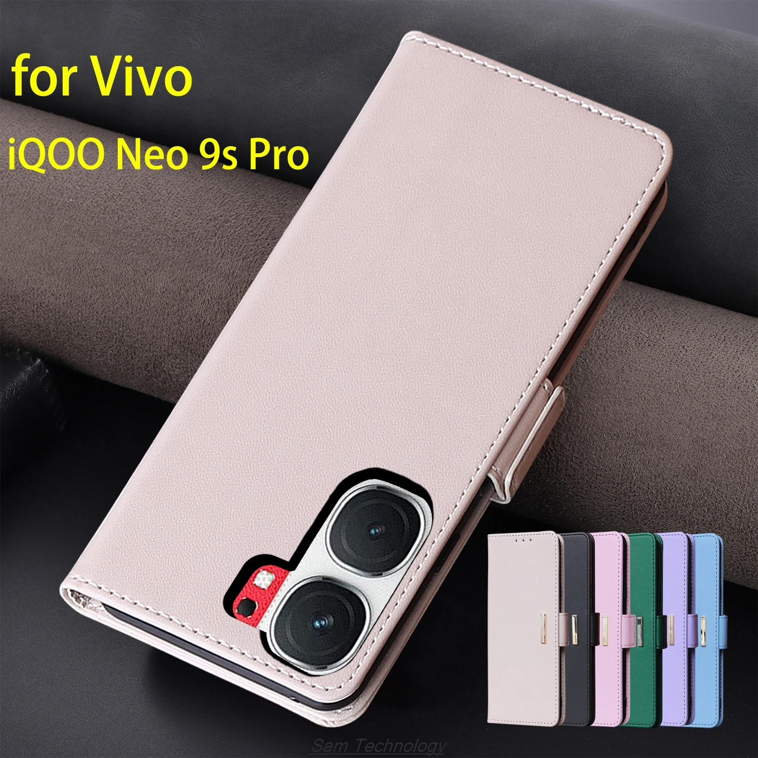 

Кожаный чехол с магнитной пряжкой для Vivo iQOO Neo 9s Pro/Neo 9s Pro+, кошелек с RFID-блокировкой, откидная крышка, женский простой чехол Fundas Coque