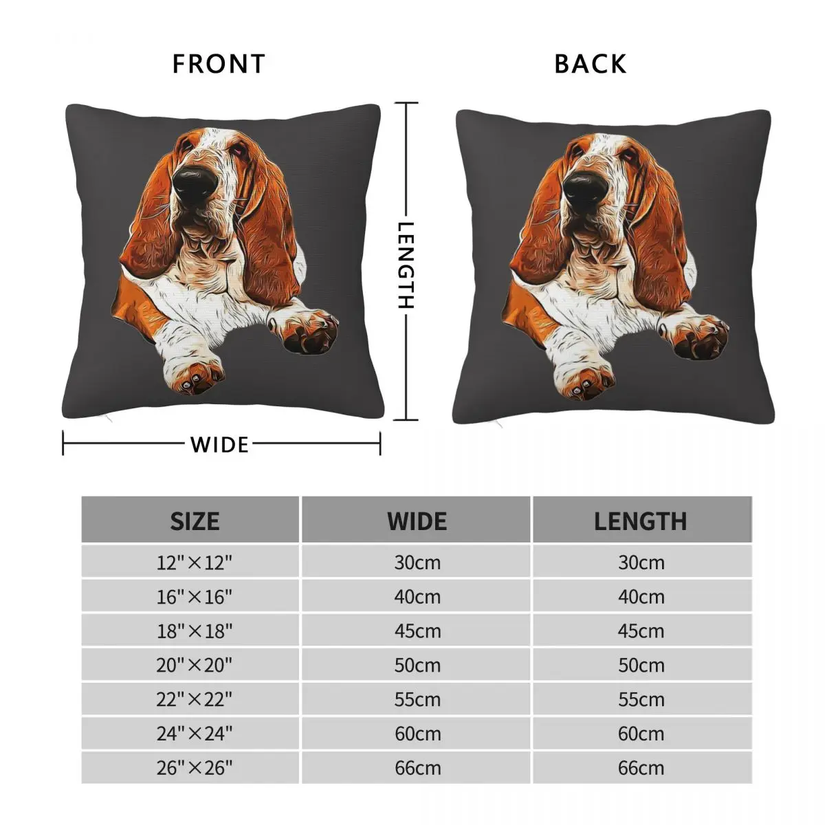 Basset Hound Gorgeous Look! Square Pillowcase Polyester Linen Velvet Pattern Zip Decor Pillow Case Room Cushion Cover 18