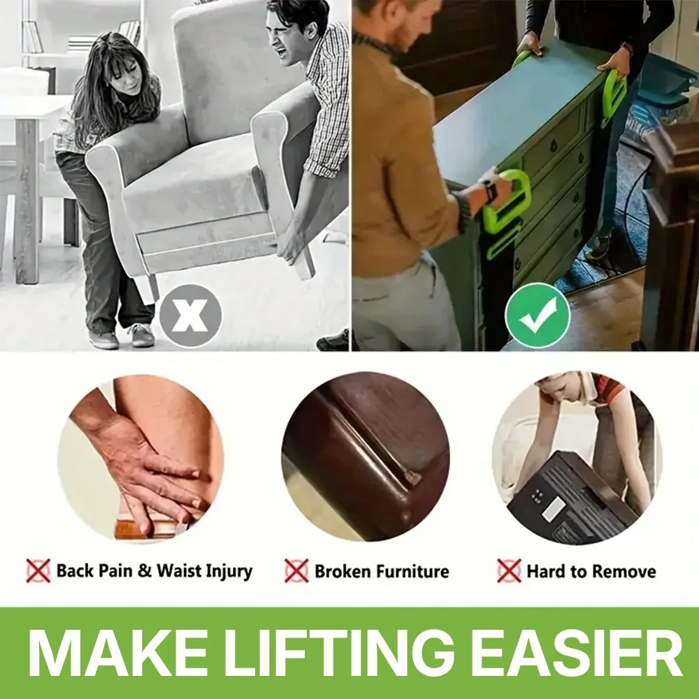 1/2 قطعة حزام متحرك قابل للتعديل يحمل دعم 600 رطل ثقيل للأثاث والصناديق والبناء بمقابض متينة