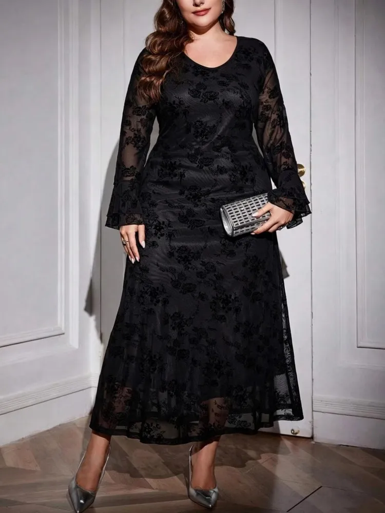 

L-4XL Plus Size Clothes Dresses Women Robes Spring Autumn Long Sleeve Street Style Casual 3XL 4XL Big Size Maxi Dress Oversized