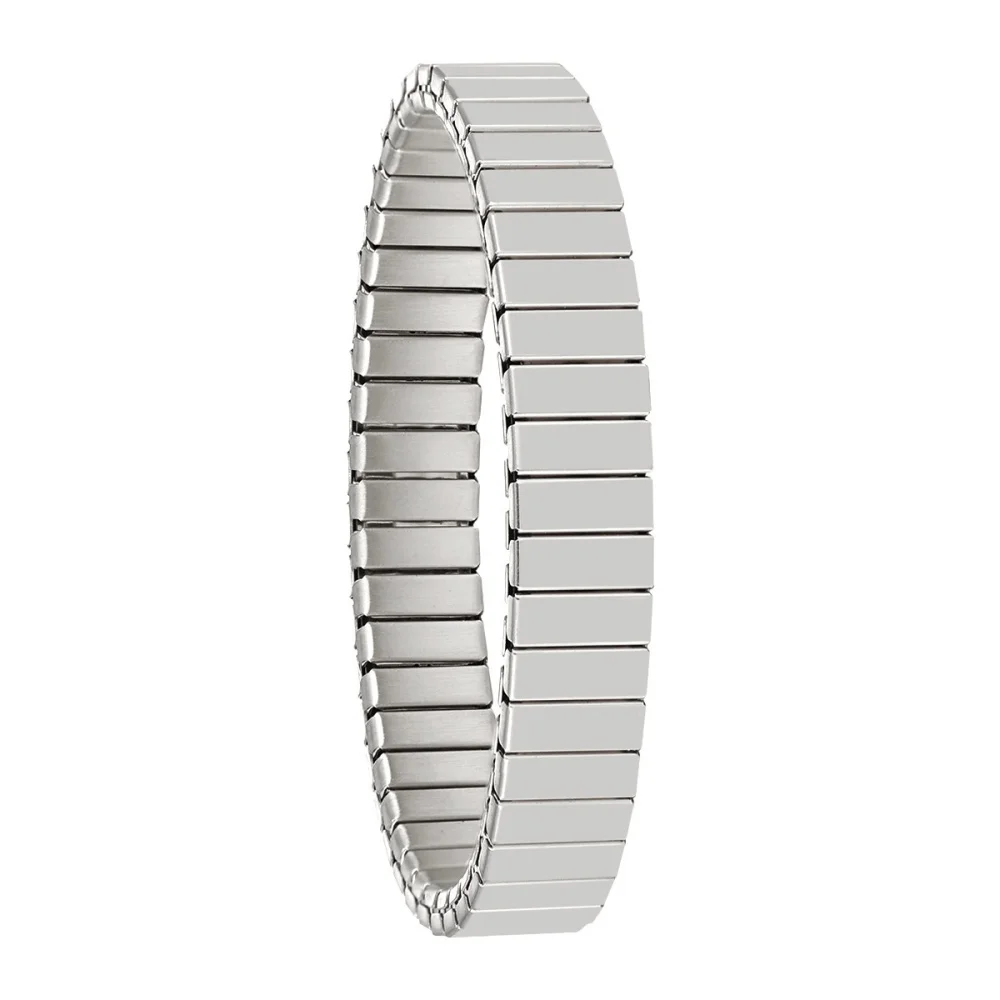 Modische Edelstahl-Armreifen (9 mm) für Herren, einfaches Imitations-Armband, trendiger Party-Schmuck für Damen. – Detail 7